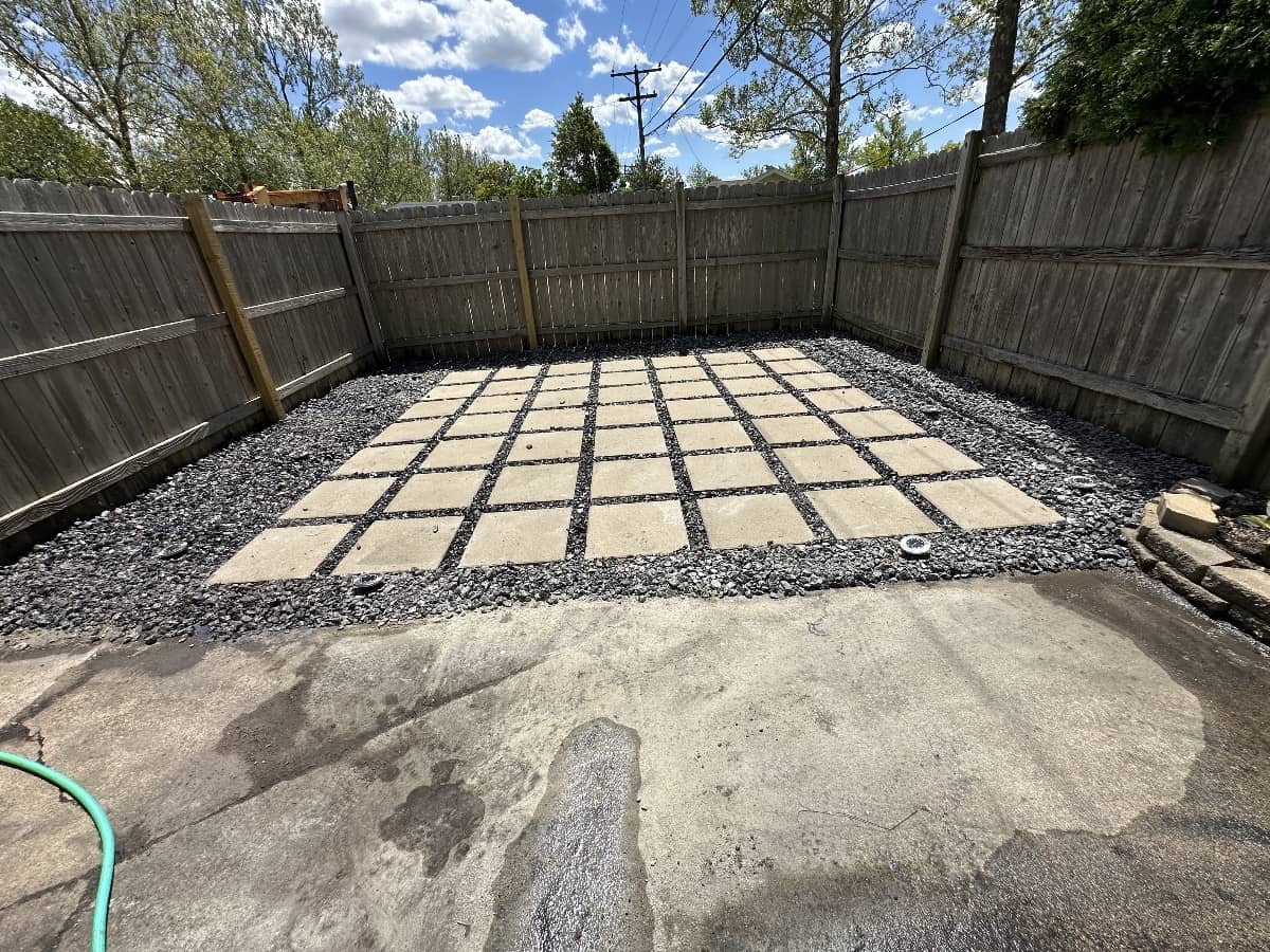 paver squares with gravel